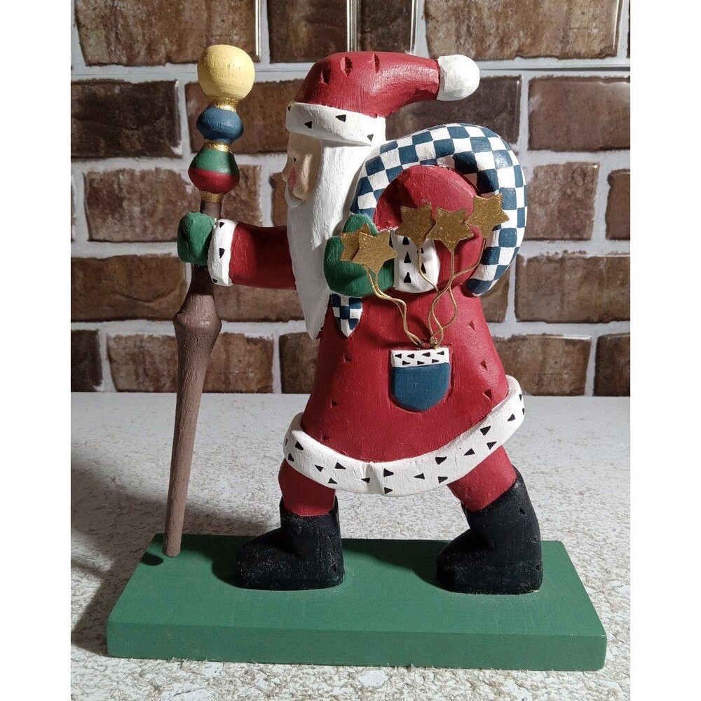 Vintage Midwest Of Cannon Falls Old World Wooden Santa Figurine 9x6